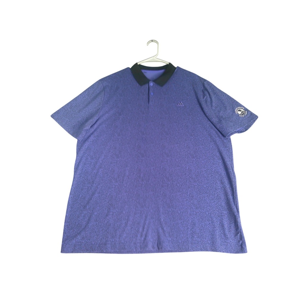 Adidas Pebble Beach Golf Links Polo Men's XL Purple Black Space Dye Short Sleeve